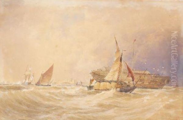 Off Upnor Oil Painting by Thomas Bush Hardy