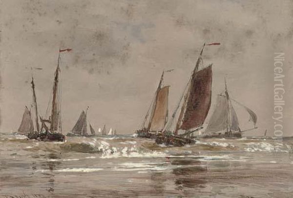 Dutch Pincks At Scheveningen Oil Painting by Thomas Bush Hardy