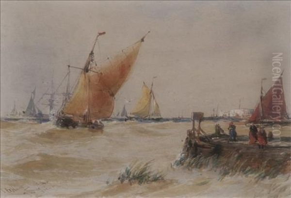 On The Medway Oil Painting by Thomas Bush Hardy