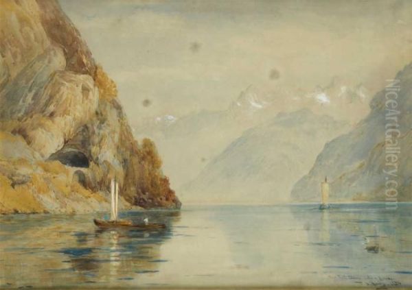 Paisagem Com Lago (lago Lucerne) Oil Painting by Thomas Bush Hardy