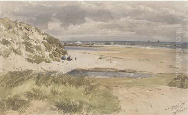 Bamborough Sands, Northumberland Oil Painting by Thomas Bush Hardy