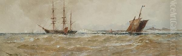 Off Dover Oil Painting by Thomas Bush Hardy