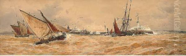 Blustery Conditions Off The Pier Oil Painting by Thomas Bush Hardy