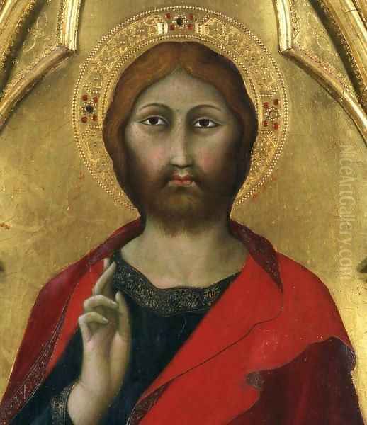 Christ Blessing (detail) Oil Painting by Lippo Memmi