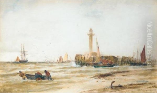 Entrance To Calais Harbour Oil Painting by Thomas Bush Hardy