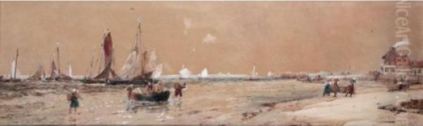 Ramsgate Harbour; Landing Fish, Etables Oil Painting by Thomas Bush Hardy