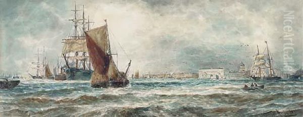 Shipping On The Thames At Greenwich Oil Painting by Thomas Bush Hardy