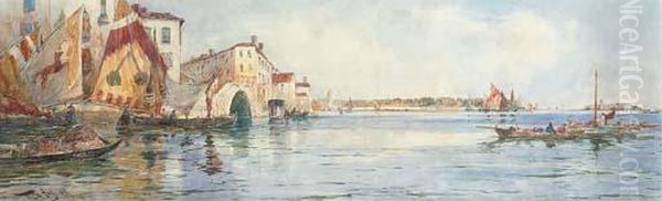 On The Riva Di Schiavoni, Venice Oil Painting by Thomas Bush Hardy