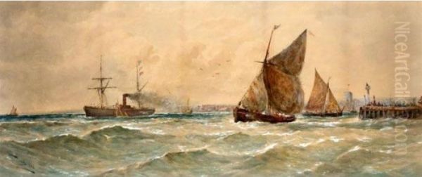 Shipping Off Port Oil Painting by Thomas Bush Hardy