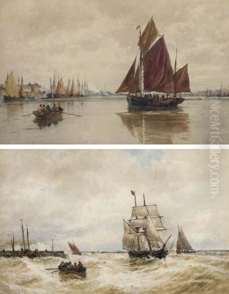 Boulogne; And Leaving Port Oil Painting by Thomas Bush Hardy