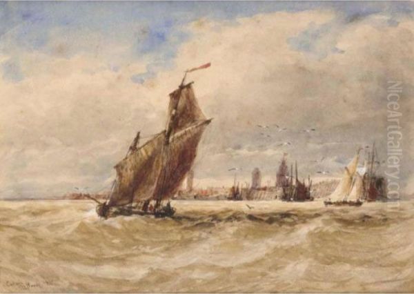 Shipping Off Calais Oil Painting by Thomas Bush Hardy