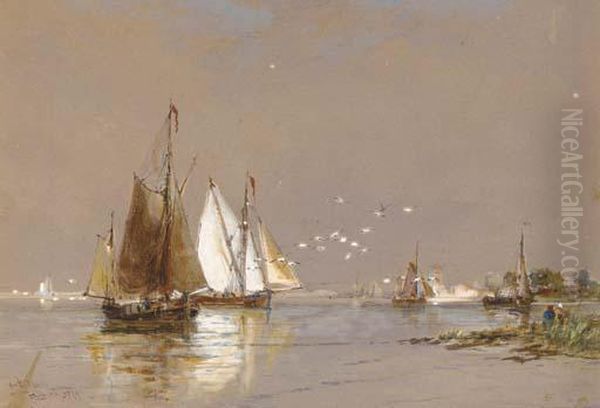 On The Maas Oil Painting by Thomas Bush Hardy