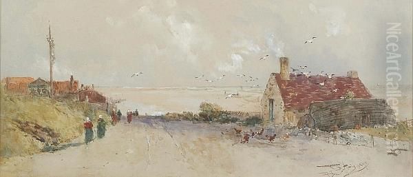 Fishing Cottages, Equitan Oil Painting by Thomas Bush Hardy