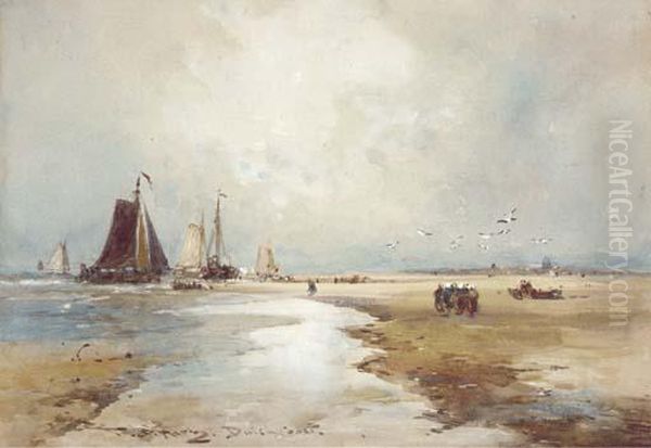 On The Dutch Coast Oil Painting by Thomas Bush Hardy