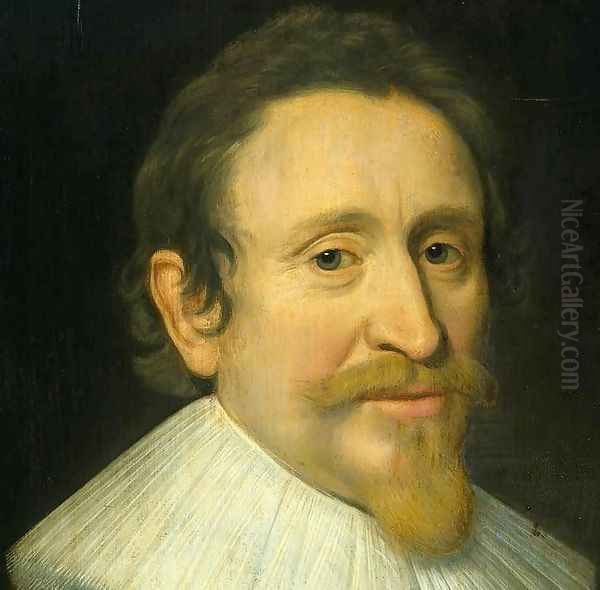 Portrait of Hugo de Groot [detail #1] Oil Painting by Michiel Jansz. van Miereveld