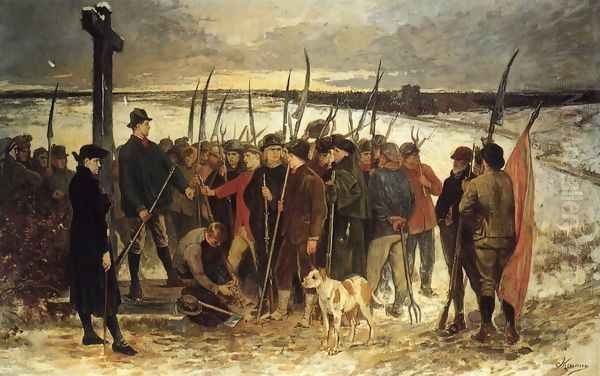 Le Guerre des Paysans (le Ressemblement) Oil Painting by Constantin Meunier