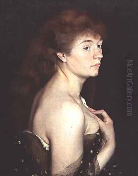 Portrait of a Young Red Haired Woman 1889 Oil Painting by Charles Maurin