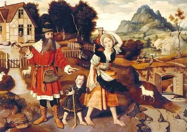 Abraham and Hagar Oil Painting by Jan Mostaert