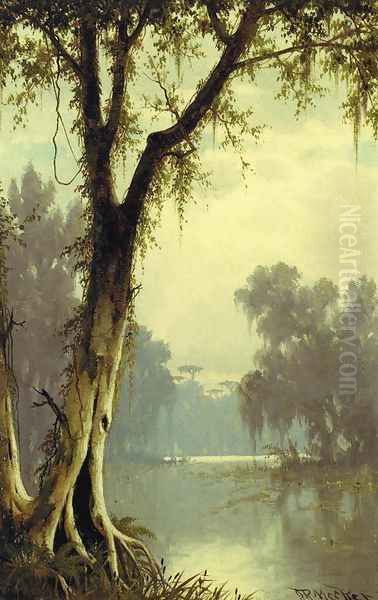 A Louisiana Bayou Oil Painting by Joseph Rusling Meeker