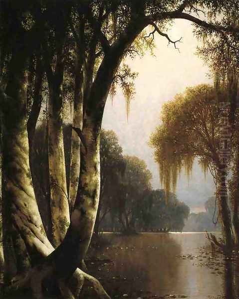 Bayou Landscape Oil Painting by Joseph Rusling Meeker