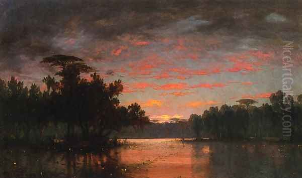 Sunset Oil Painting by Joseph Rusling Meeker