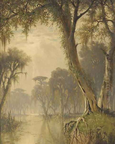 On the Banks of the Bayou Oil Painting by Joseph Rusling Meeker