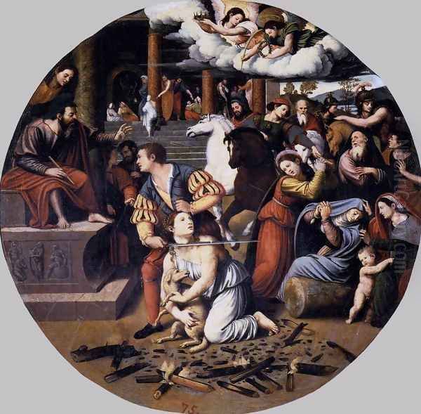 Martyrdom of St Agnes 1540s Oil Painting by Vicente Masip