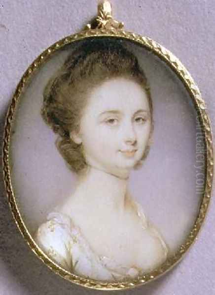 Portrait Miniature of a Lady in a White Dress 1780-85 Oil Painting by Jeremiah Meyer