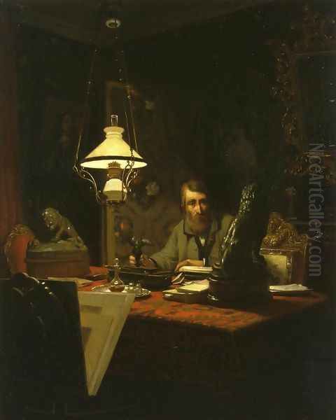 Alfred Bruyas in His Study Oil Painting by Edouard-Antoine Marsal