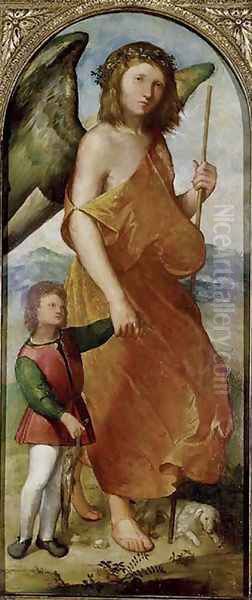 Tobias and the Angel 1521-23 Oil Painting by Altobello Melone