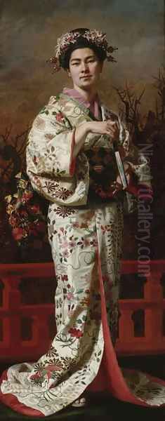 Portrait of Geisha Oil Painting by Andrzej Jerzy de Mniszech