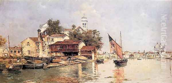 A View Of Venice Oil Painting by Antonio Maria de Reyna