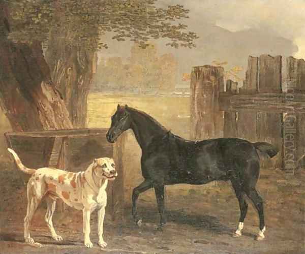 Sancho, a bay pony, with Cato Oil Painting by Ben Marshall