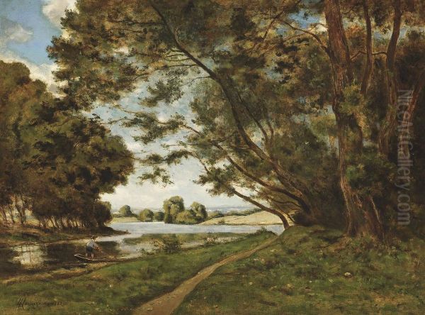 Le Sentier Au Pres De La Riviere Oil Painting by Henri-Joseph Harpignies