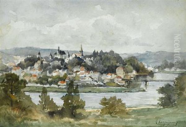 View Of A Town Oil Painting by Henri-Joseph Harpignies