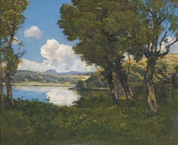 Au Bord Du Lac Oil Painting by Henri-Joseph Harpignies