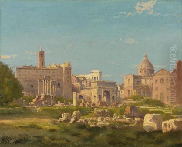 The Roman Forum Oil Painting by Henri-Joseph Harpignies