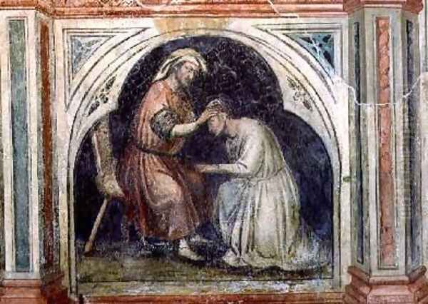 Act of Forgiveness after Giotto 1450 Oil Painting by Nicolo & Stefano da Ferrara Miretto