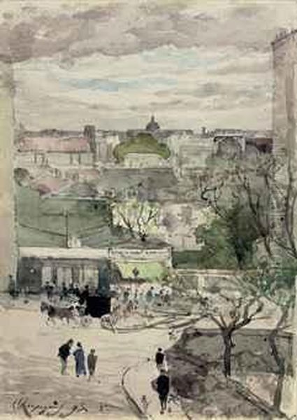 Vue De Paris Depuis La Rue 
Gracieuse Regardant Vers La Rue Monge Etl'hopital De La Salpetriere Oil Painting by Henri-Joseph Harpignies