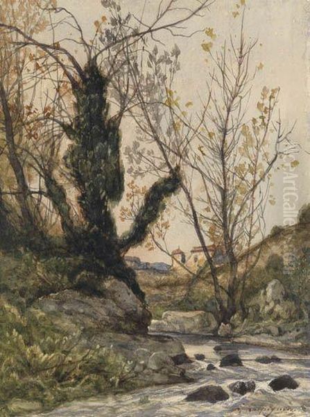 Paysage Fluvial Oil Painting by Henri-Joseph Harpignies