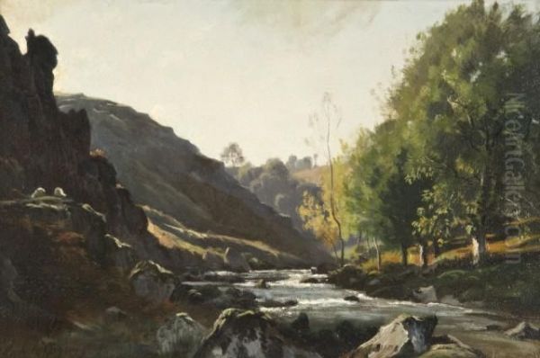 Torrent Dans Un Paysage De Montagnes Oil Painting by Henri-Joseph Harpignies