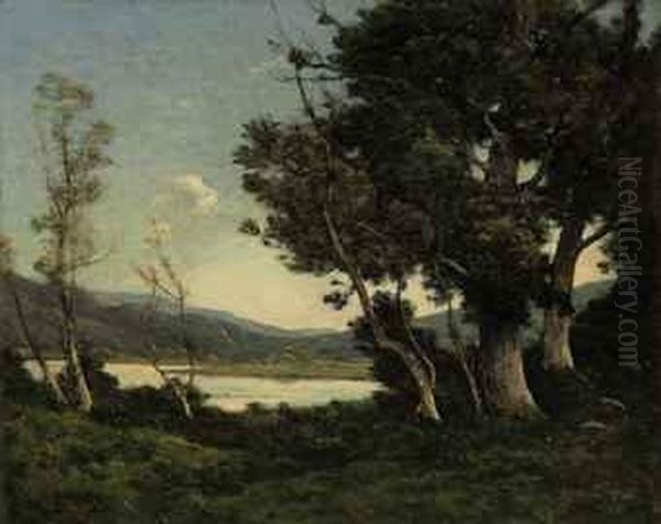 Au Bord Du Lac Oil Painting by Henri-Joseph Harpignies