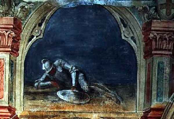 The Resting Soldier after Giotto 1450 Oil Painting by Nicolo & Stefano da Ferrara Miretto