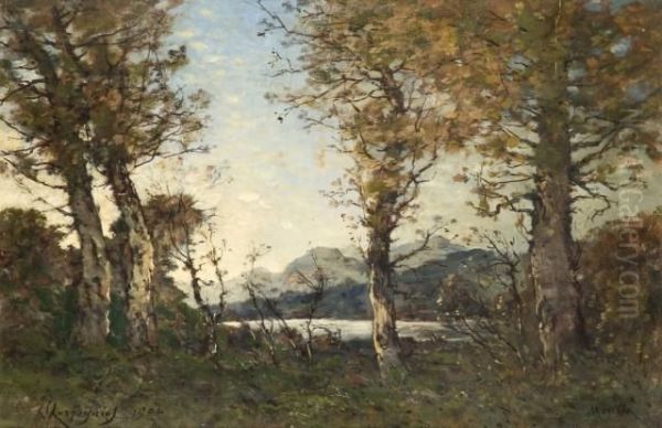 Menton : Sous-bois Sur La Cote Oil Painting by Henri-Joseph Harpignies