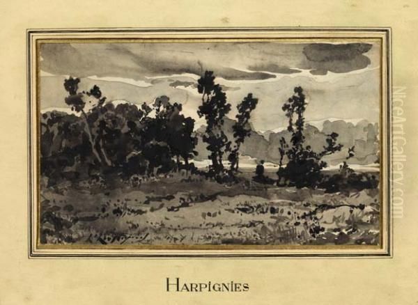 Paysage Boise Oil Painting by Henri-Joseph Harpignies