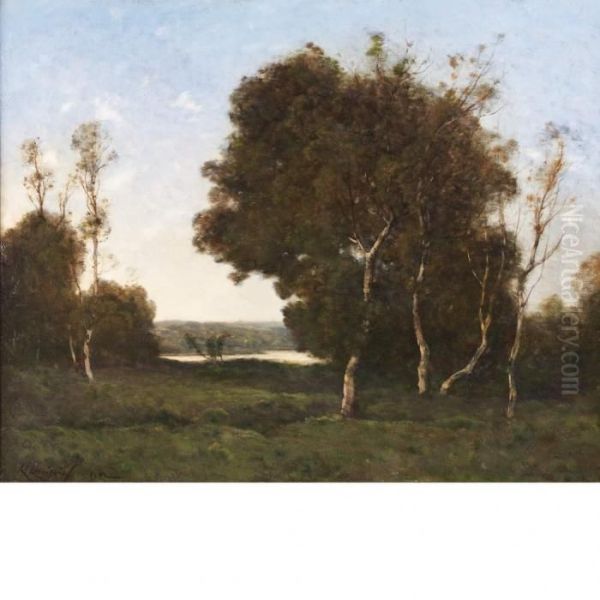 Les Arbres Verts Oil Painting by Henri-Joseph Harpignies