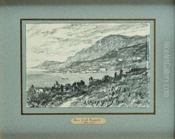 La Baie De Menton Oil Painting by Henri-Joseph Harpignies