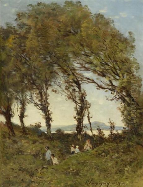 A Summer Day At Thelake Oil Painting by Henri-Joseph Harpignies