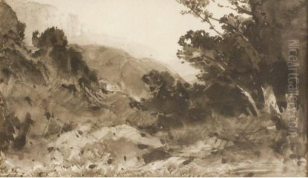 Paysage Lavis Oil Painting by Henri-Joseph Harpignies