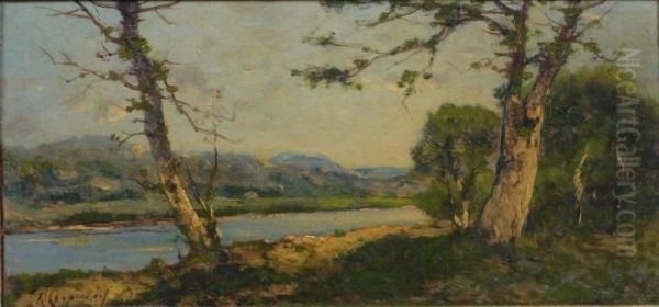 Les Bords De La Dordogne Aux Eyzies Oil Painting by Henri-Joseph Harpignies